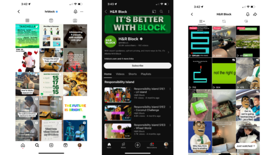 a sample of H&R Block's social media feeds