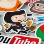 a sample of Sticker Mule's stickers which includes the google and youtube logos