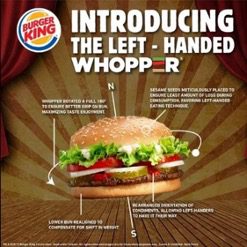 ad for burger king's april fools day left-handed whopper