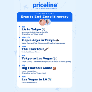 From Tokyo to the Big Game: Priceline’s “Eras to End Zone” Challenge with Victoria Garrick Browne + Max Browne