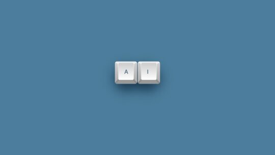 the letters A and I on keyboard keys, reflecting news organizations using AI for writing.