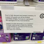 Chicago, IL, USA - June 2 2022: Bilingual signage at a Chicago Target store limits the purchase quantity of baby formula to four per guest due to the nationwide shortage.