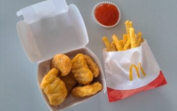McDonald's Regular French Fries And Chicken McNuggets With Sauce.