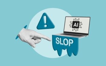 AI Slop Warning on a laptop