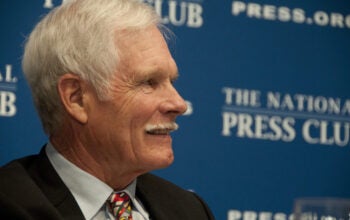 Media Mogul Ted Turner speaks on energy policy and climate change at the National Press Club, April 19, 2011 in Washington, DC