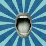 open mouth on a textured background