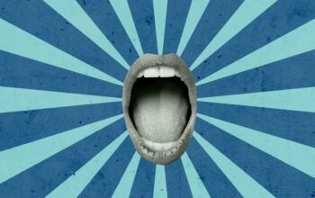 open mouth on a textured background