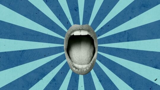 open mouth on a textured background