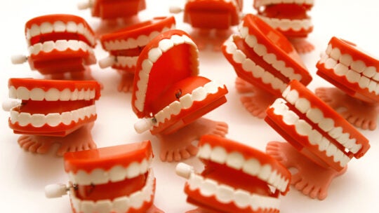a lot of rattling teeth, funny teeth in communication, signifying a lot of talking or comments
