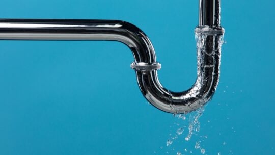 Leaking water from stainless steel pipe under sink in reference to leaks of information to the media and public.