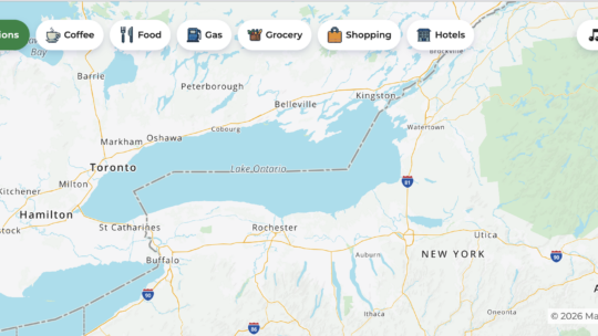 Lake Ontario on a MapQuest map