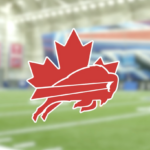 Buffalo Bills logo in red with a Canada leaf graphic