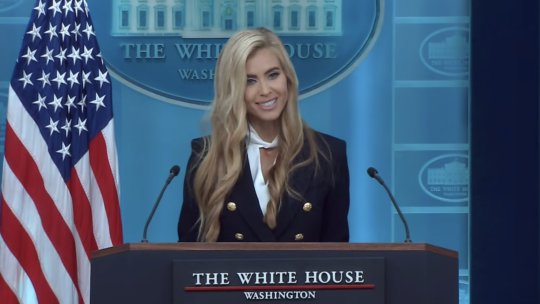 Katie Zacharia the new White House press secretary on Oct. 13 at the podium