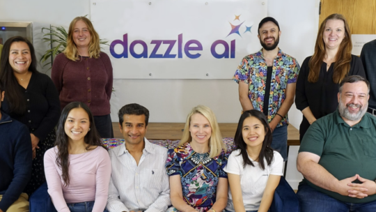 a company photo of Dazzle AI with Marissa Mayer in the center