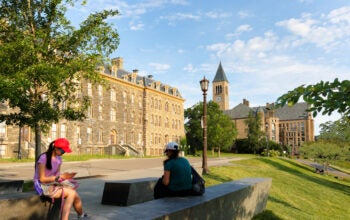 The Uris Library and McGraw Tower on campus of Cornell University. Cornell University is a private, statutory, Ivy League and land-grant research university in Ithaca, NY