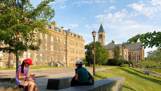 The Uris Library and McGraw Tower on campus of Cornell University. Cornell University is a private, statutory, Ivy League and land-grant research university in Ithaca, NY